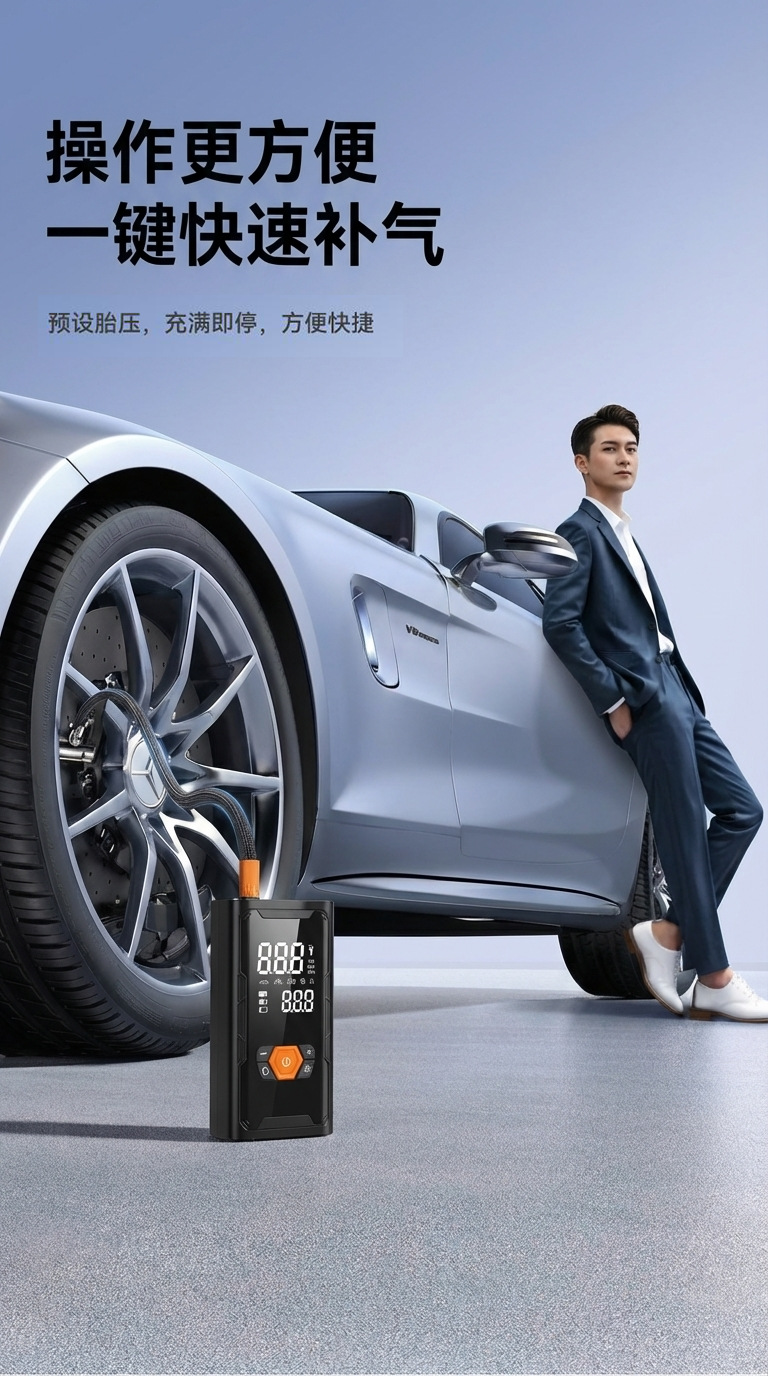 Portable Car Air Pump, Car Tire Electric Inflator, Power Bank All-In-One Machine, Emergency Starting Power Supply