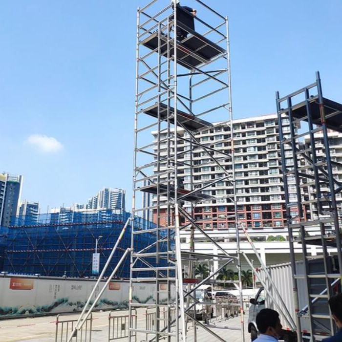 创笙悬梯脚手架 铝合金带踢脚板室内外外销脚手架快速安装脚手架