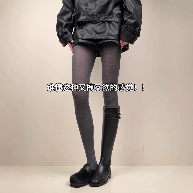 Gray Semi-Transparent Pantyhose, High-End Slimming Wool-Like Leggings, Miu Style Spring and Autumn Leggings That Don'T Slip down