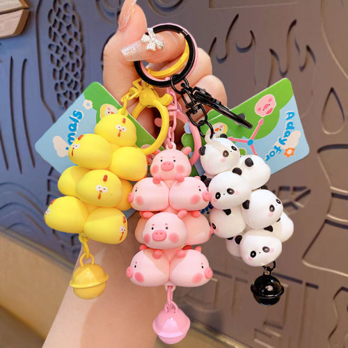 Genuine creative cute pet stacking paradise doll cartoon couple school bag pendant car key chain small gift wholesale