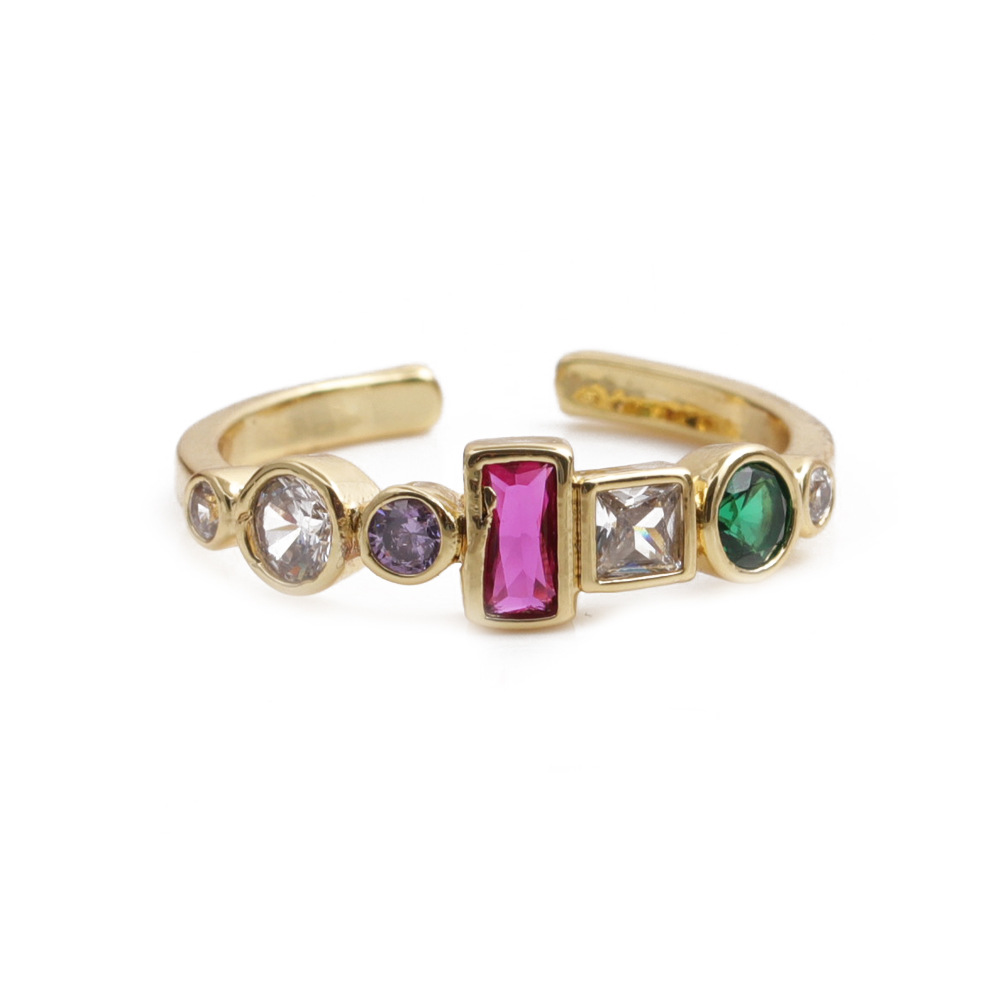 Fashion flower copper inlaid zircon rings wholesale