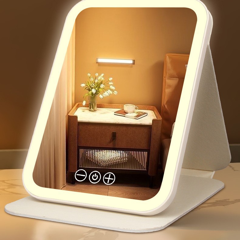 化粧鏡ランプ付きled携帯デスクトップは学生寮の家庭用鏡pu皮革鏡メーカー直販が可能です。