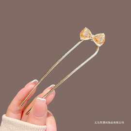 超好看新中式水晶发簪女U型盘发钗头饰古风高级感簪子u形插梳发饰