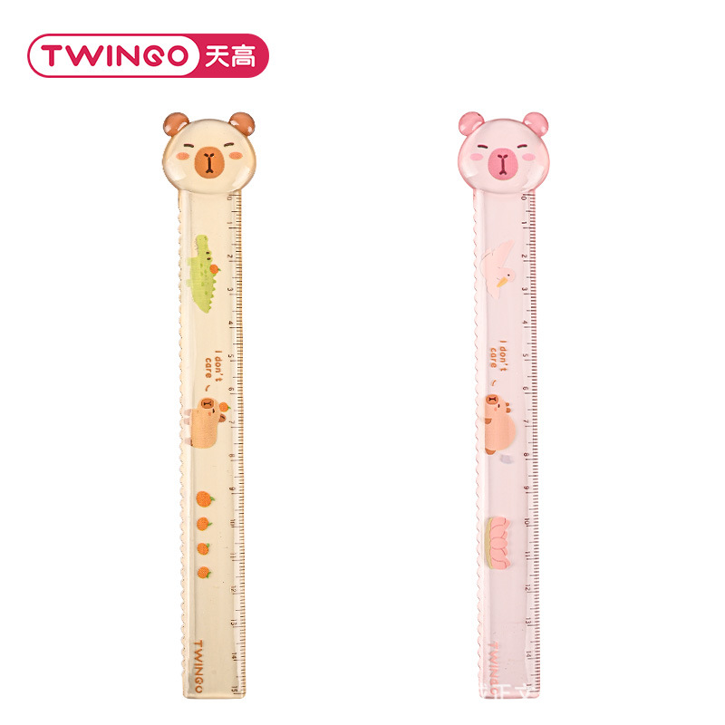 Modelado creativo Capibara escala de dibujos animados encantadores estudiantes dibujos de regla de medición de línea ondulada dibujos animados