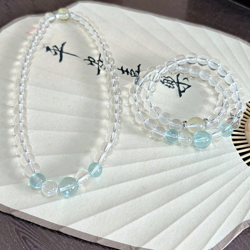 Pulsera de cuentas de cristal azul y blanco de Haibao, estilo antiguo fresco y de moda, doble capa para usar pulseras de estudiantes.