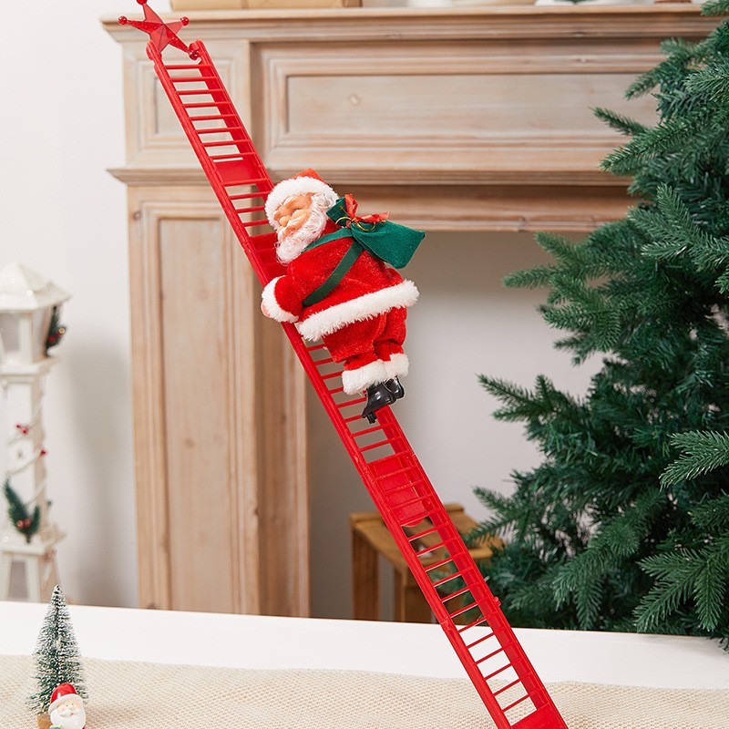 クリスマスデコレーション、吊り下げ飾り、子供のおもちゃ、ギフト、クロスボーダーサプライ、珠やロープを登るサンタクロース人形|undefined