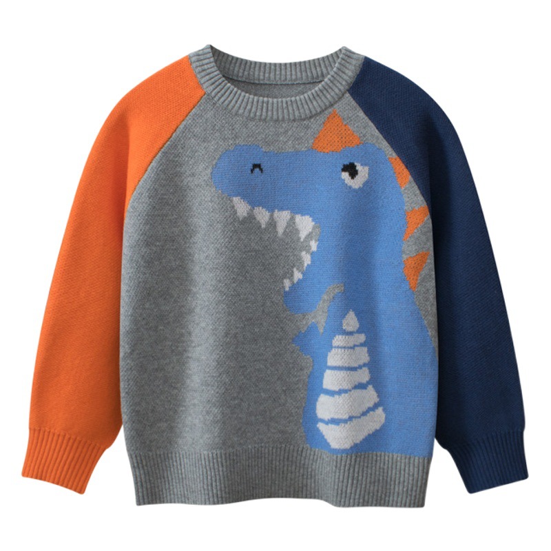 27 niños ropa de estilo coreano para niños suministro transfronterizo suéter de los niños dinosaurio de dibujos animados bebé ropa de niños prendas de punto al por mayor