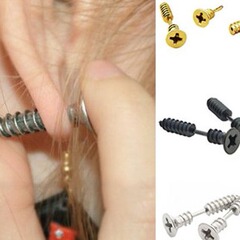 Stainless steel screw ear stud, new personality gold earrings for men and women, Korean style popular ear jewelry, wholesale ear bone earrings