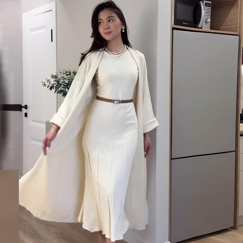 autumn solid color dress