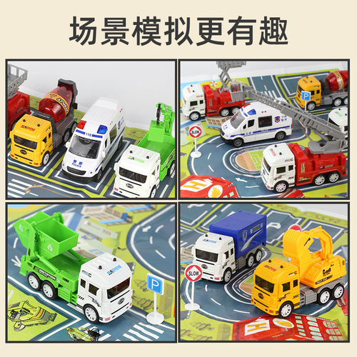 Children's toy car with inertia, anti-fall, opens, simulation police car and ambulance model, boy school bus, small car set