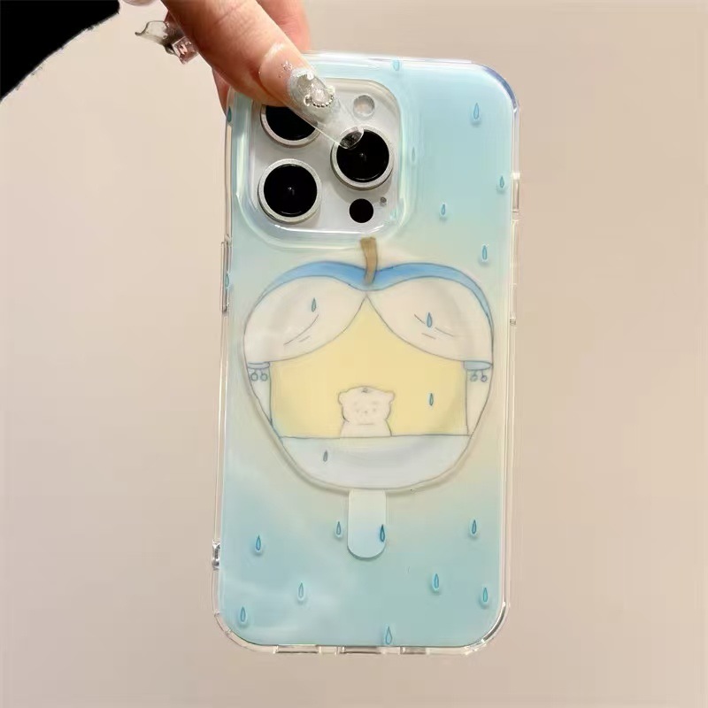 Ins lindo día lluvioso cachorro para iphone16 dibujos animados 15ProMax Apple 14/13 soporte magnético 16PM