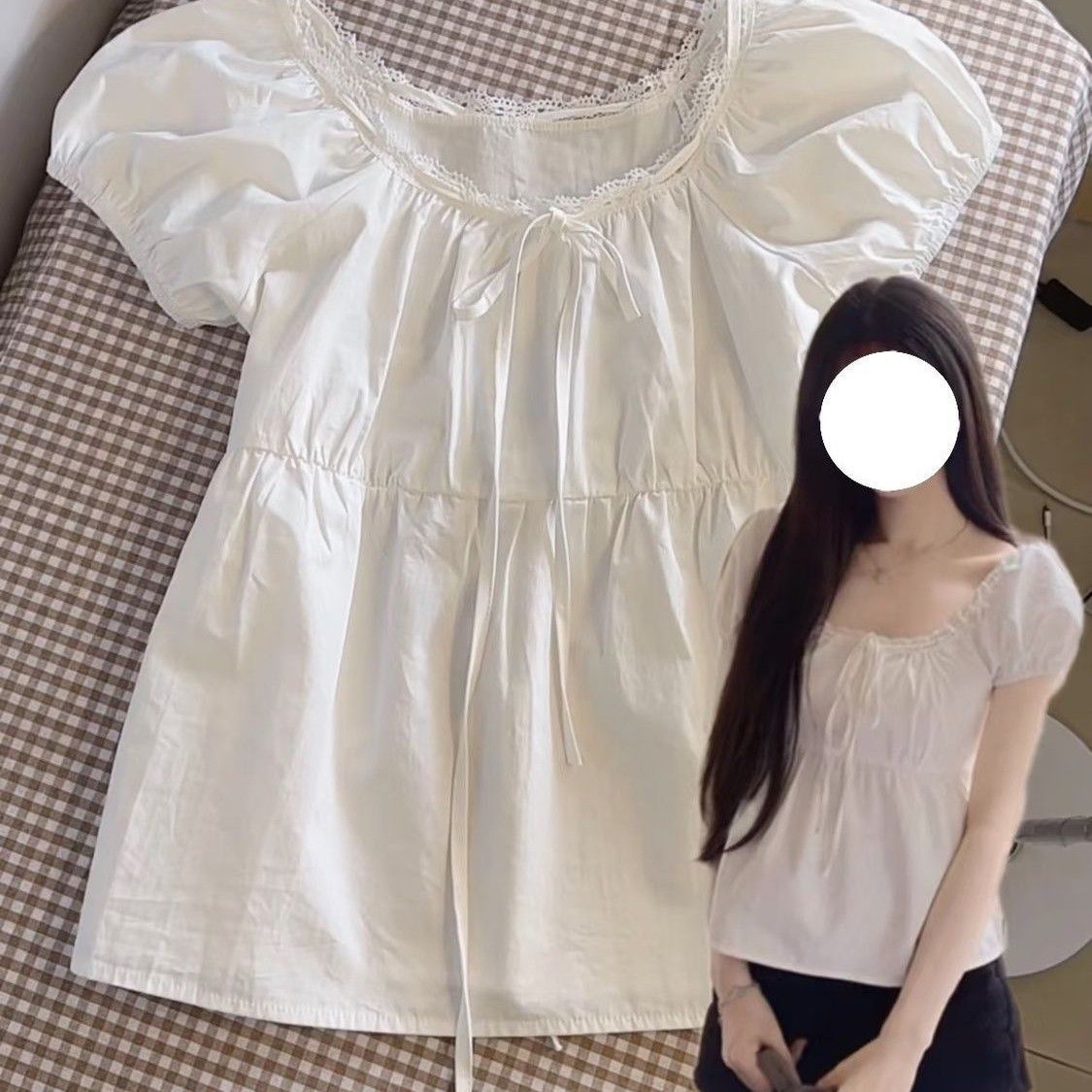 Summer lace white design fitted shirt