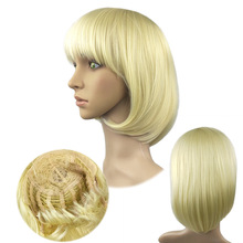 金色学生发假发短直发高温丝玫瑰网含头皮活动装扮道具头套头饰