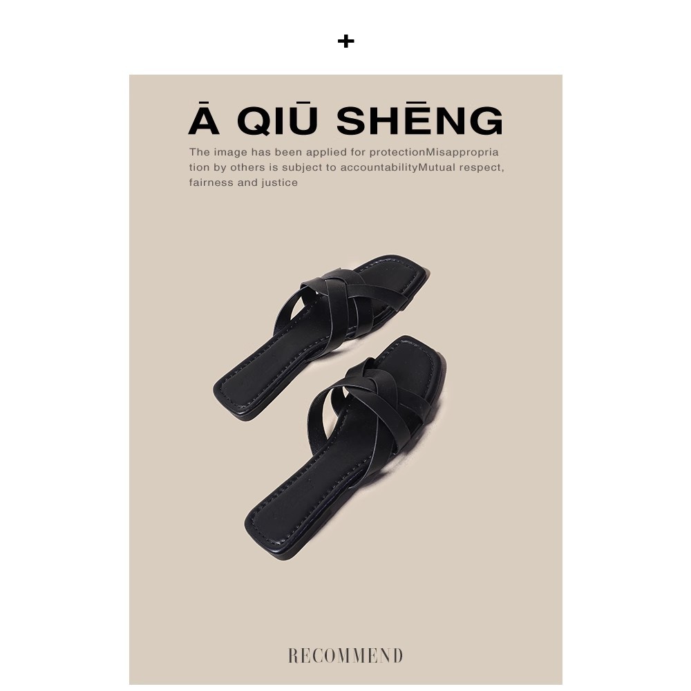 Pantofole a fondo piatto Le donne indossano sandali romani intrecciati dal nuovo design estivo Infradito in morbida pelle stile fata_voghion.com