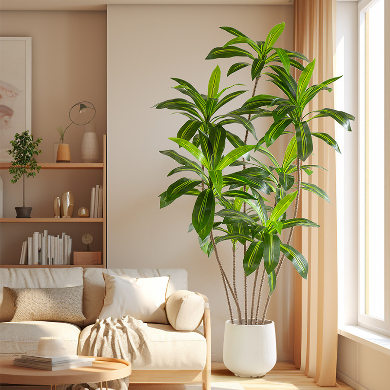 Simulación de plantas verdes, plantas en macetas de madera brasileña, decoración de interiores para el hogar, adornos de plantas, árboles artificiales, bonsáis de suelo de hierro brasileño