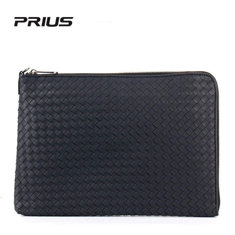 Новый мужской клатч Prius, кожаный тканый мужской большой размер папка для iPad, сумка для файлов A4