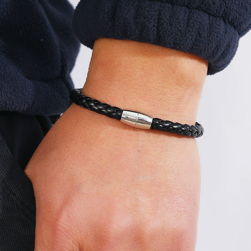 Модный плетеный кожаный браслет, AliExpress, простой и элегантный дизайн, для импорта