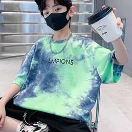儿童装男童夏装T恤2024新款中大童短袖男孩夏季半袖时髦宽松上衣