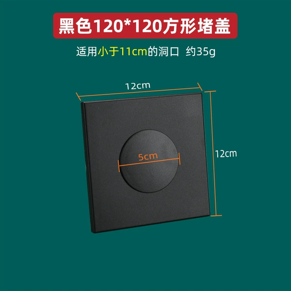 Type 120 black square plug-with hole cover