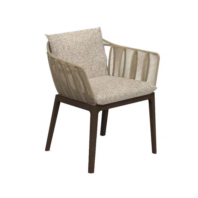 Mesa y silla de teca al aire libre ocio ratán combinación Silla de ratán Villa Hotel Patio larga mesa de comedor sala de sol habitación modelo