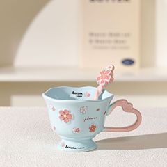 高颜値桜陶磁器カップクリエイティブ新年カップコーヒーカップマグカップ家庭用女子カップ個性カップ