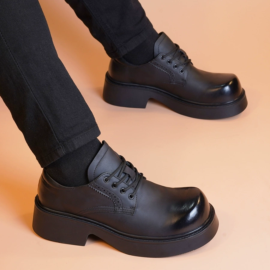Мужские туфли дерби на толстой подошве, натуральная кожа, повседневная модная универсальная обувь для весны и осени.