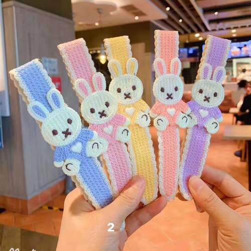 Children's New Velcro Headband Headband Cute Rabbit Knitted Bangs Stickers Shredded Post Girls Sticky Shredded Hair Hair Accessories
