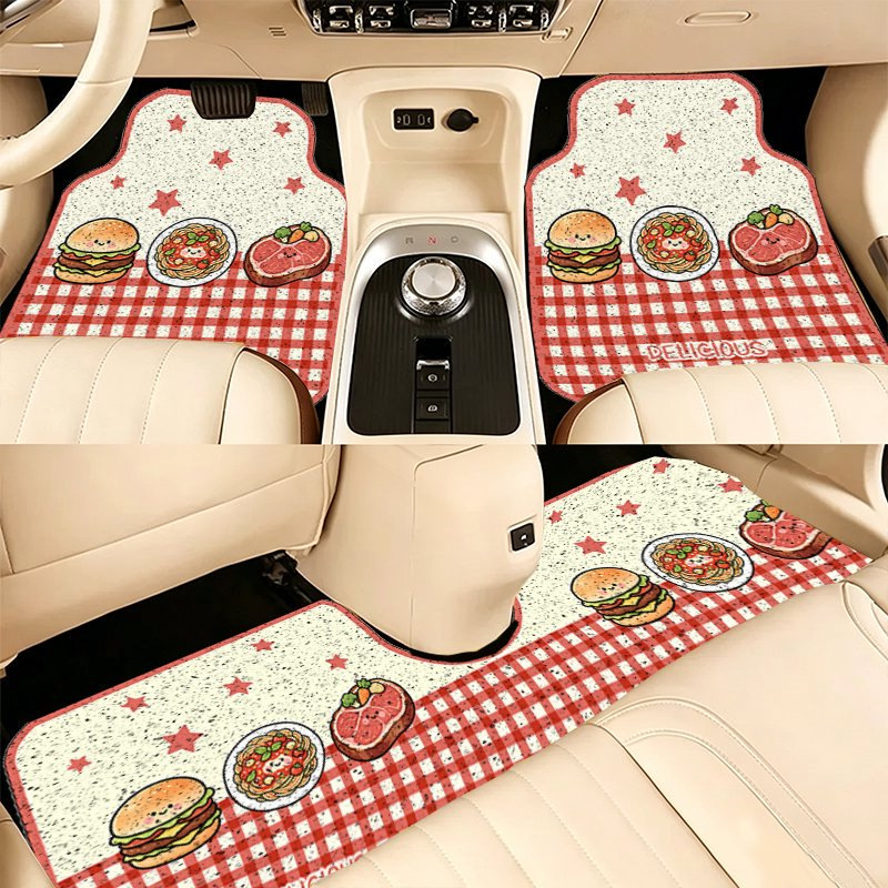Amazon Cute Fruit Pattern Pvc Car Floor Mats Universal Home Use Sand-Scraping Dust Removal Mats Car Protective Floor Mats