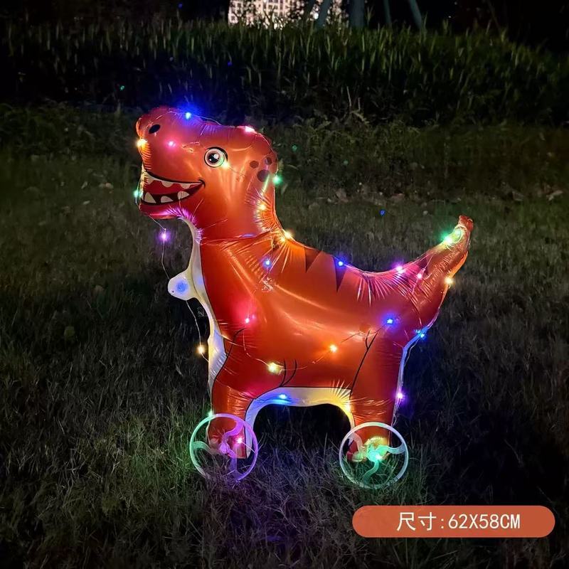 批发新款滑轮气球儿童布置网红夜市摆摊玩具发光卡通走路动物气球|undefined