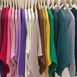 蝙蝠袖毛衣2020春秋新款宽松学院风纯色套头短款长袖针织衫打底衫