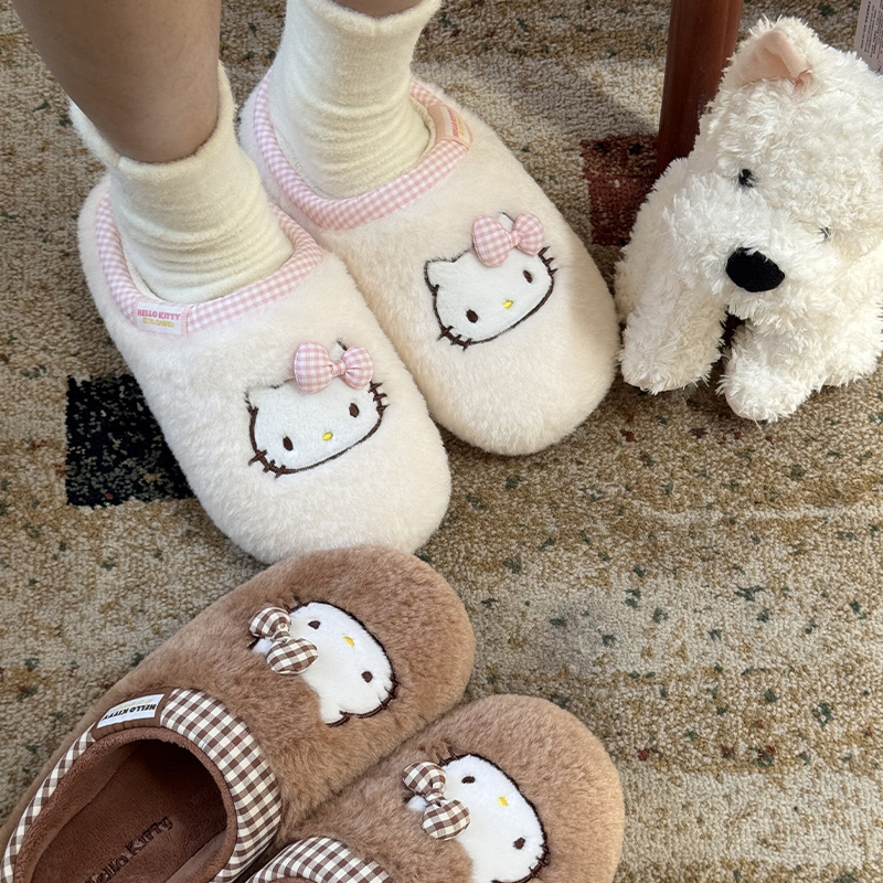 冬天Kitty勃肯鞋女秋冬季新品家用外穿防滑保暖正版三丽鸥棉拖鞋|undefined