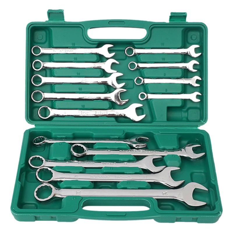 Набор ключей двойного назначения, зеркально полированный ключ, набор из 14 предметов, инструменты для ремонта и обслуживания автомобилей, двусторонний ключ с открытым цветком сливы