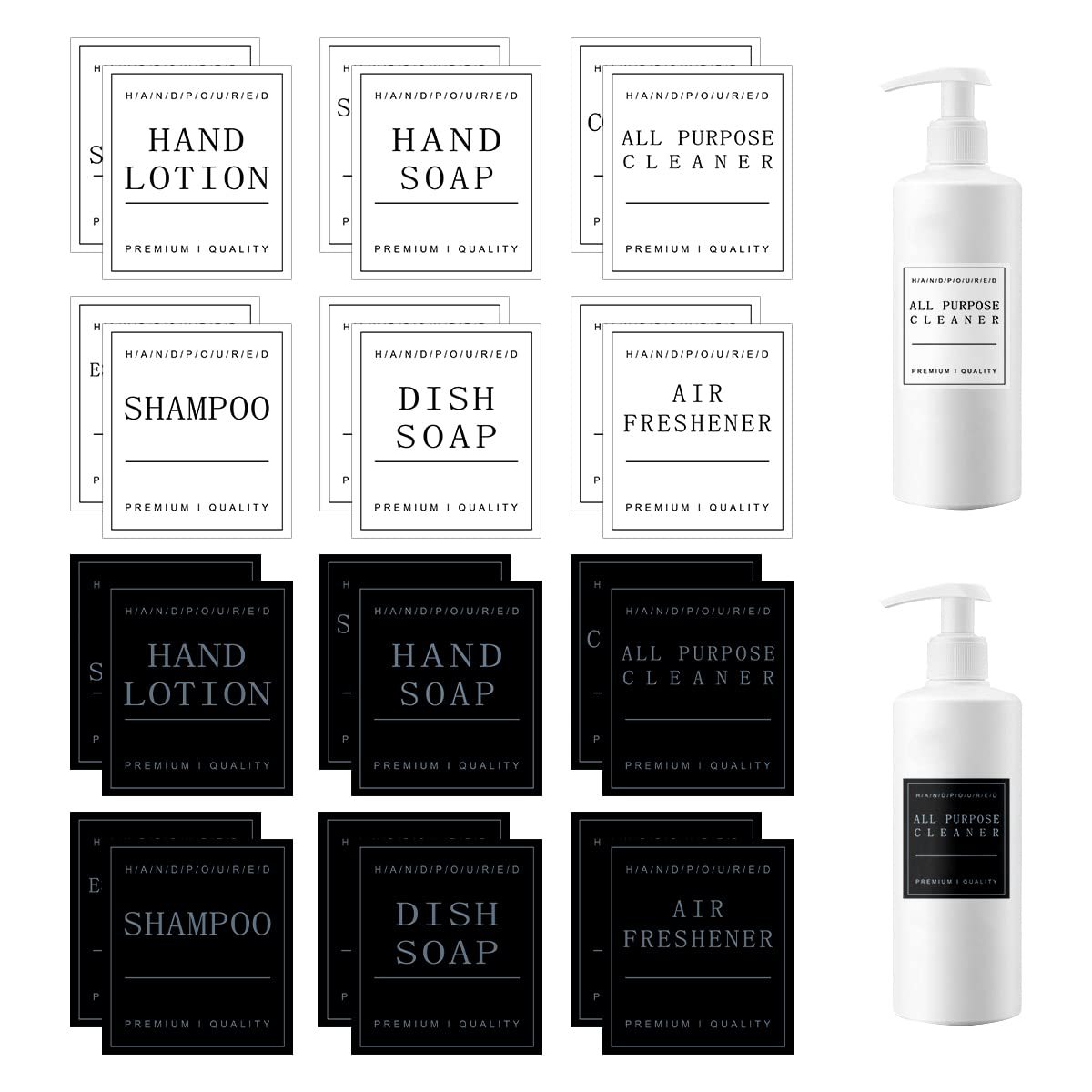 浴室分配器标签贴纸适用于洗手液乳液洗发水和护发素 -标签贴纸