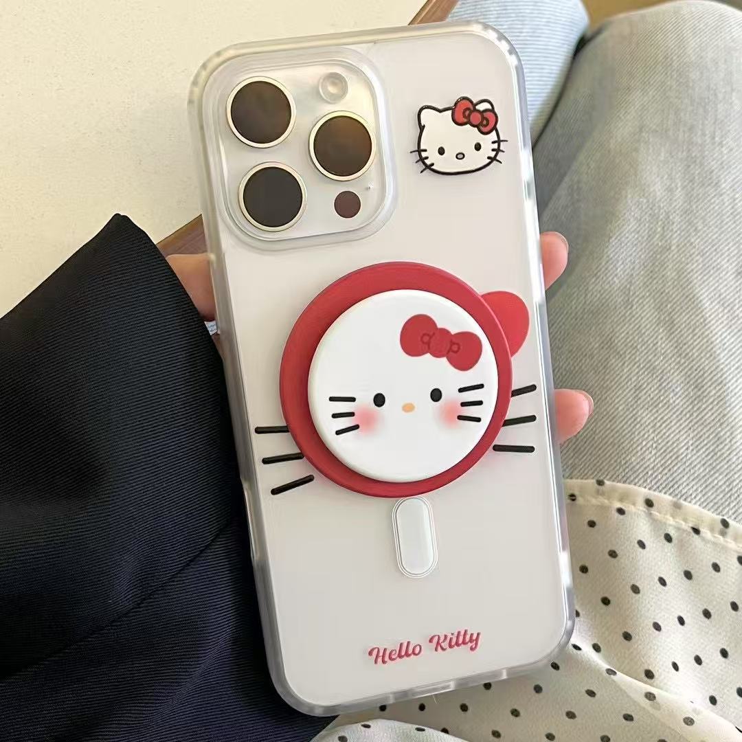 Chica ins emoji kt rojo esmerilado para iphone15 soporte magnético 16ProMax Apple 14/13 nuevo