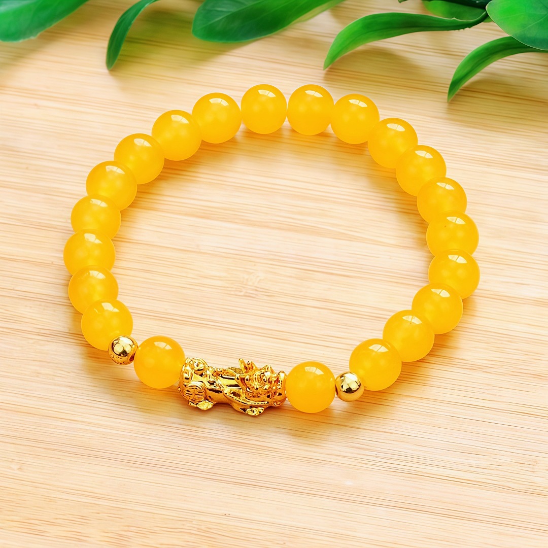 8mm 옐로우-싱글 서클 골드 브레이브 팔찌