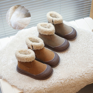 Children's Snow Boots 2024 Winter New Soft-Soled Cotton Boots for Boys and Girls Fleece-Lined Bread Shoes Warm and Thickeneded Cotton Shoes