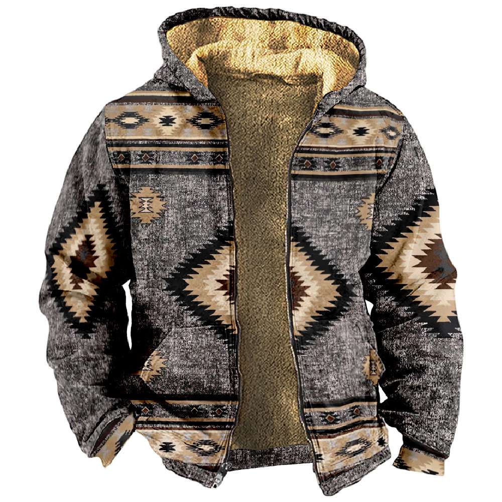 Chaqueta de manga larga con estampado de otoño para hombre de estilo británico retro Chaqueta con capucha con cremallera de venta directa de fábrica transfronteriza MF12