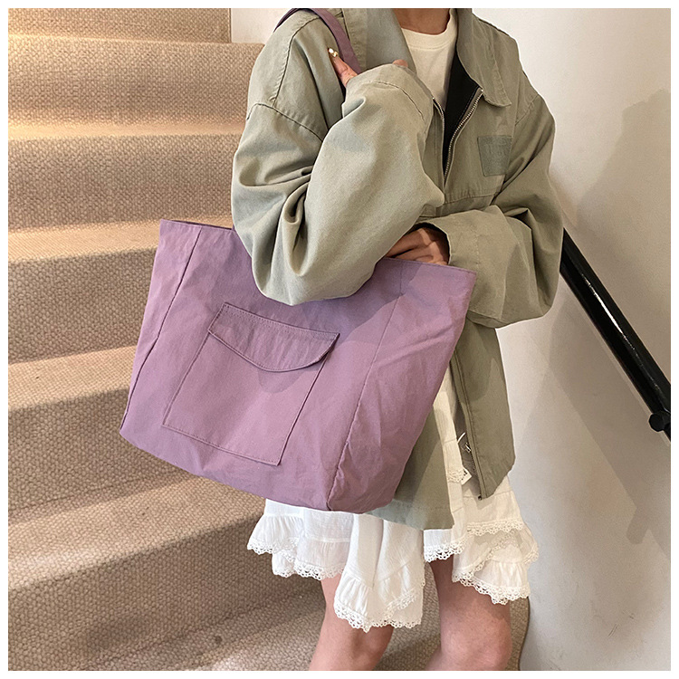 Cross-border laid-back style nylon bag for women 2025 new casual large-capacity shopping handbag, simple and lightweight single-shoulder bag undefined