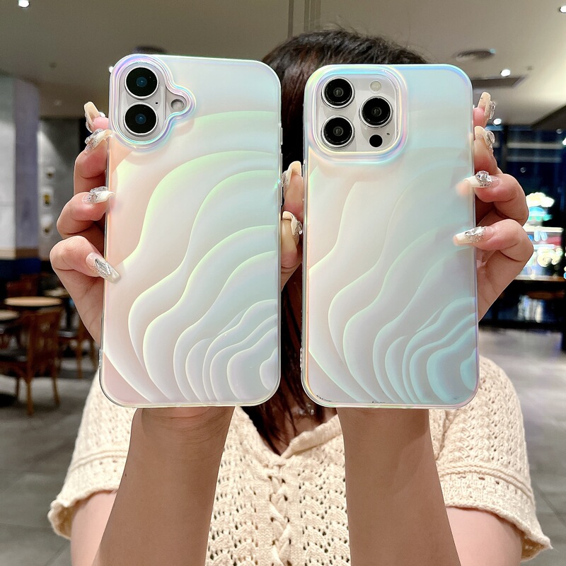 For iphone16pro Max Frosted Wave 15 Phone Case Samsung S25ultra Laser Wave