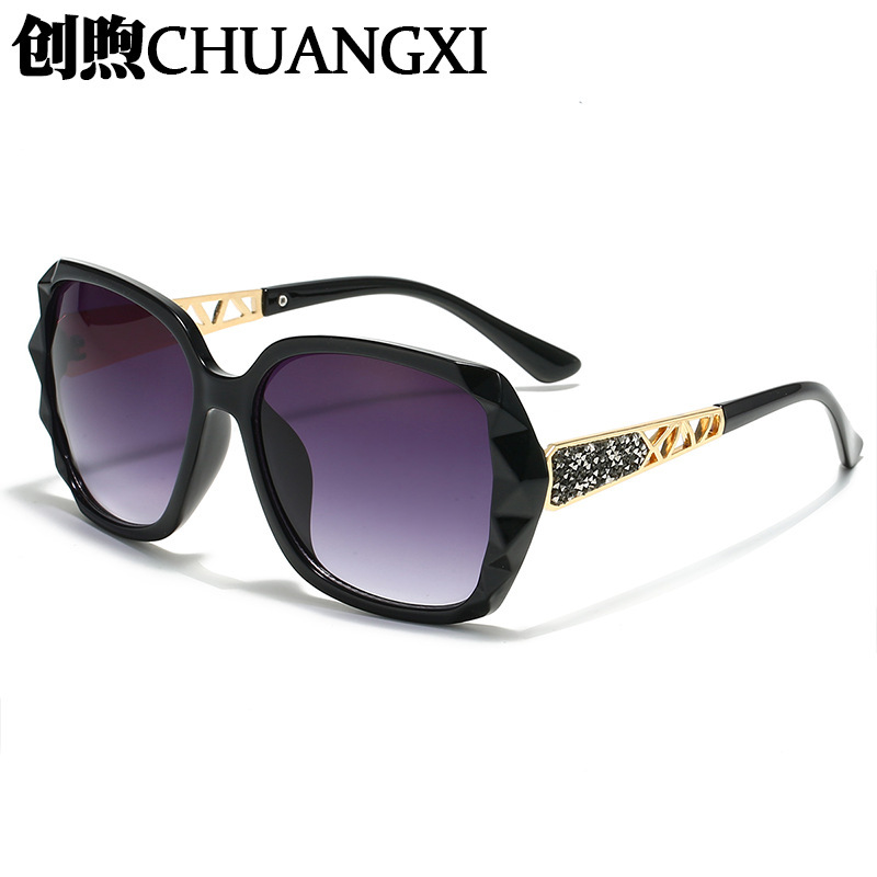 Sunglasses for Women, High-End, Anti-Uv Polarized Sunglasses, Trendy Diamond-Encrusted Large-Frame Outdoor Travel Driving Sunglasses