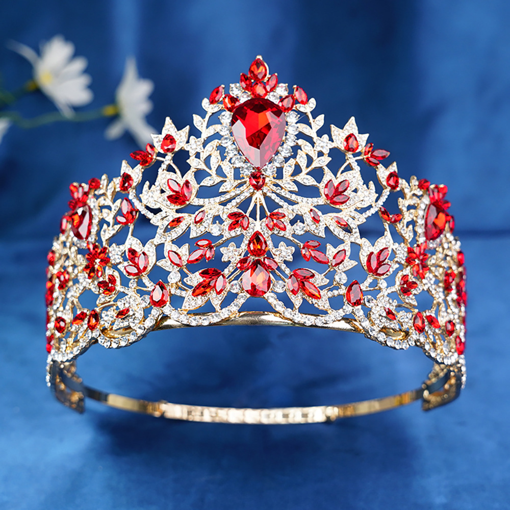 Corona de novia europea y americana ajustable gran cristal coronas redondas Miss Mundo coronas barrocas para el cabello