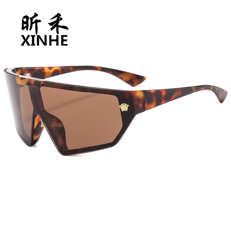 New Fanjia Beauty Head Large Frame Sunglasses Personalized Men's and Women's Windproof Sunglasses Goggles Fashionable One-piece Glasses