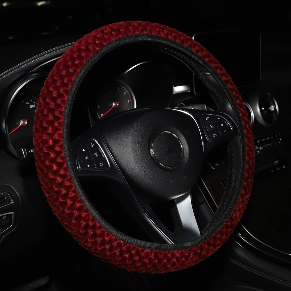 Cubierta del volante del coche de felpa corta invierno pequeño terciopelo sin anillo interior banda elástica cubierta de la manija transfronteriza AliExpress Amazon