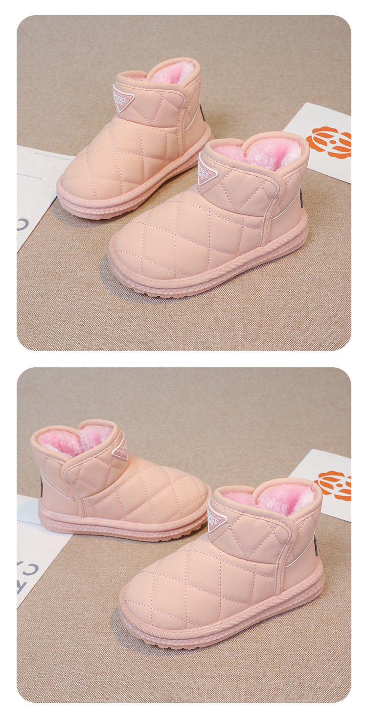 Kinder Mädchen Schuhe, warme 2024 Winter neue Schneestiefel, mittlere und große Kinder Plüsch dicke Baumwolle kurze Stiefel_voghion.com