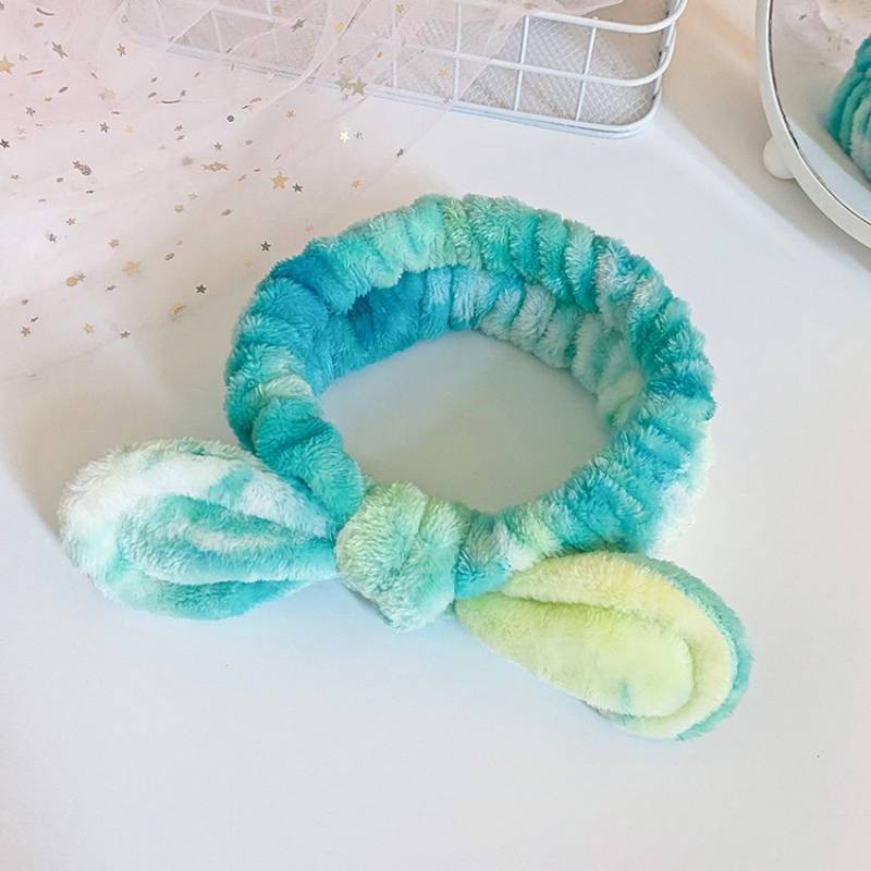 Europa y América transfronteriza arco colorido banda de pelo femenino cara lavado maquillaje elástico banda de pelo de felpa diadema accesorios para el cabello al por mayor