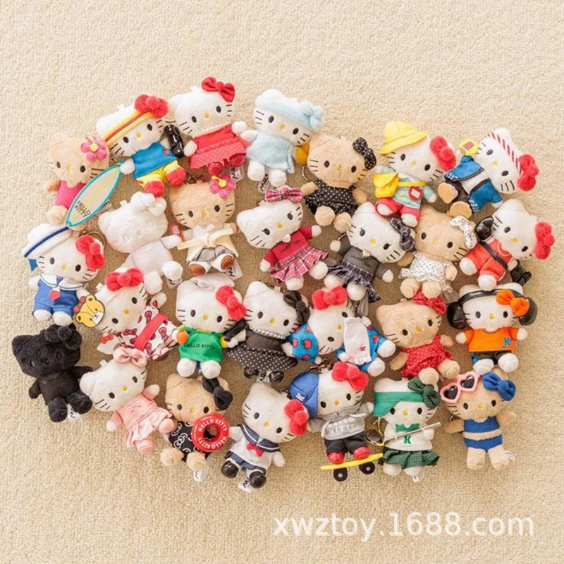 Cute Toy Series Me% Collaboration Strawberry Cat Black Leather Swimming Ring Pendant Strawberry Penguin Lion Pendant Gift