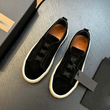 欧洲站2025男士真皮休闲鞋春季轻便低帮绿色羊皮现货圆头外贸鞋