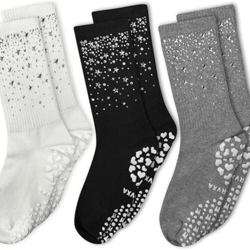 Production from the Old Factory: Double Cute Pilates Grip Socks for Women with Sparkling Rhinestones, Non-Slip Crew Socks Production from the Old Factory: Double Cute Pilates Grip Socks for Women with Sparkling Rhinestones, Non-Slip Crew Socks