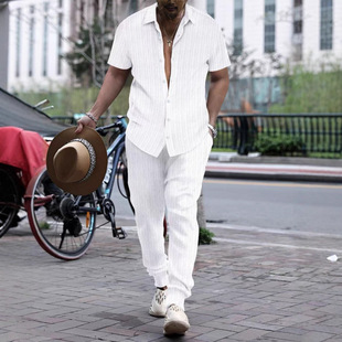 (Cross-border trading), summer shirt for leisure, beach trousers, set, city style, Amazon, European style, oversize, with short sleeve