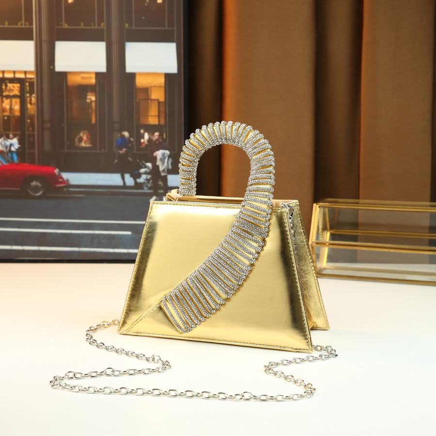 Elegante borsa a mano di lusso tempestata di diamanti, borsa quadrata da donna finemente realizzata per feste, con catena, da portare a tracolla o a spalla._voghion.com